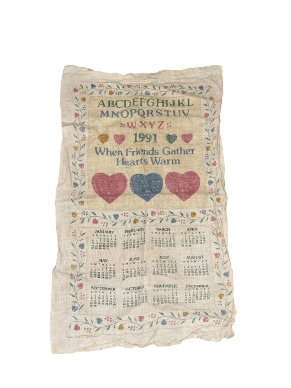 Linen Wall Decor 1991 Calendar 25